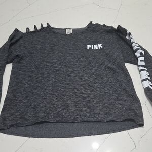 PINK Victoria's Secret Charcoal Heather Top Sz S Oversized Fit Gentle Used